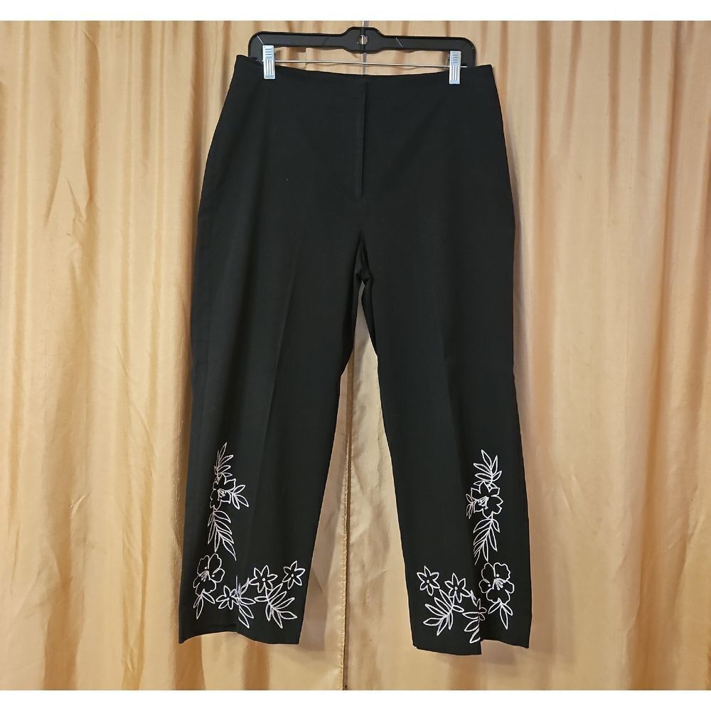 Style & Co. Black Floral Embroidered Women's Pants